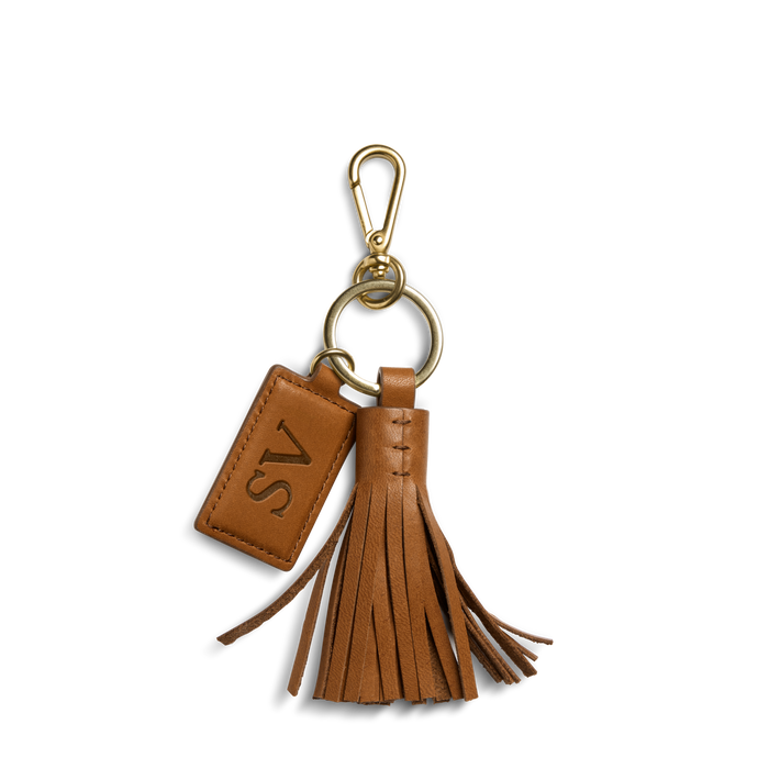 Leather Tassel Keychain - Tan