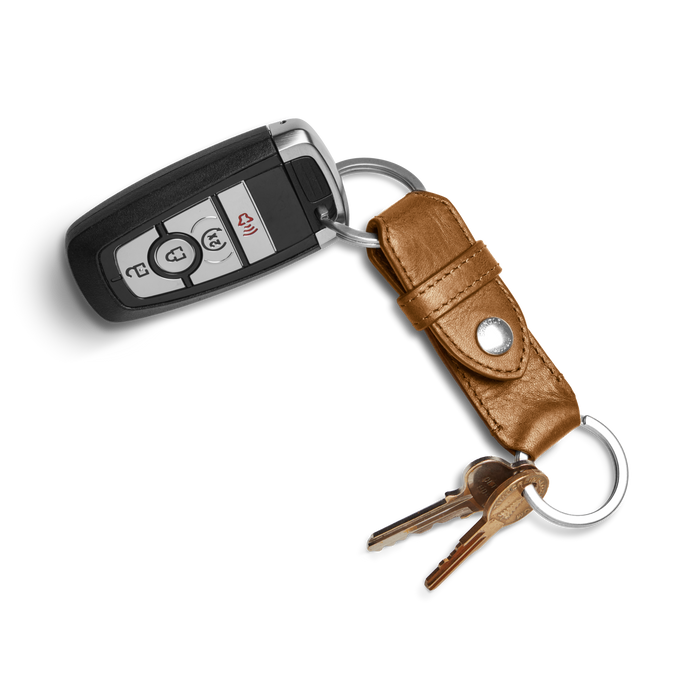 Leather Valet Key Fob - Brown