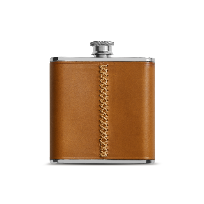 Leather Wrapped Flask - Tan