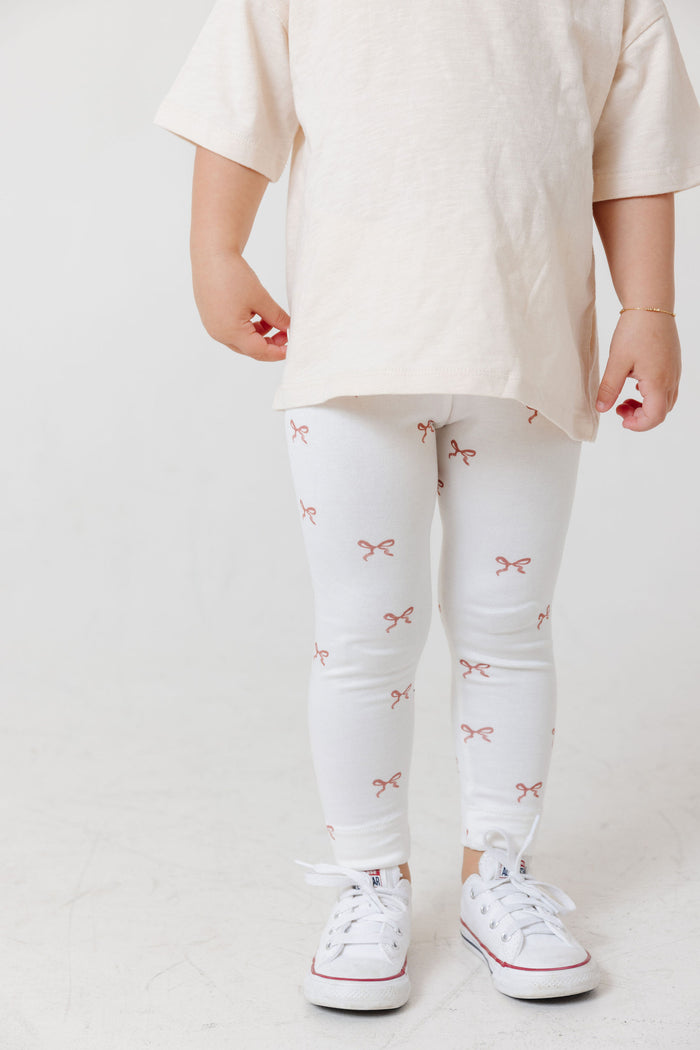 leggings - classic bows on natural