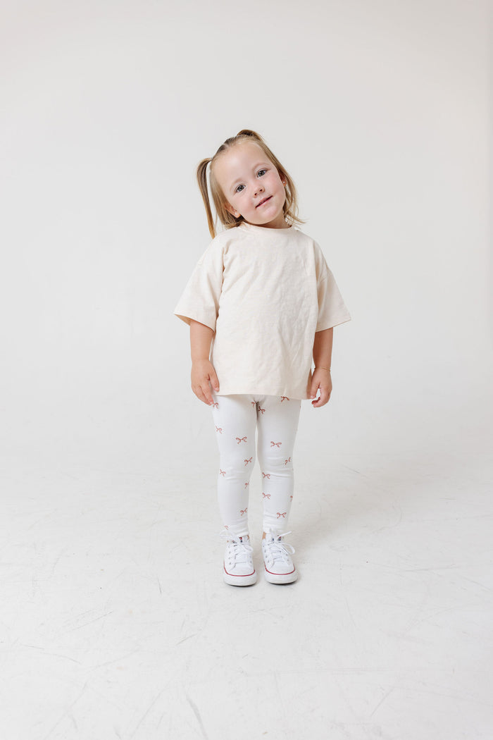 leggings - classic bows on natural