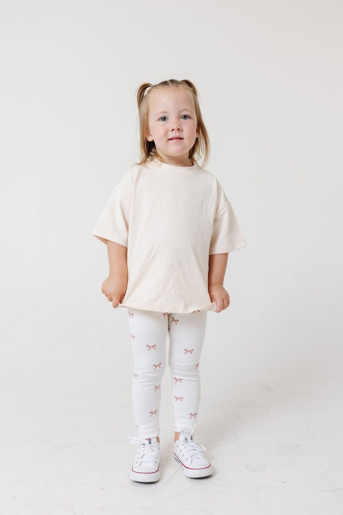 leggings - classic bows on natural