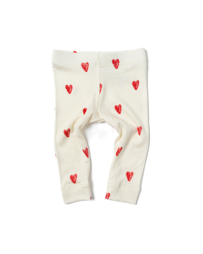 leggings CO- red hearts on natural