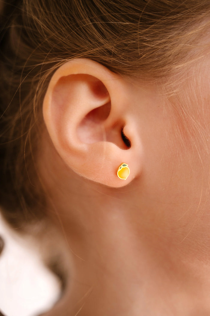 Lemon Enamel Flat Back Stud