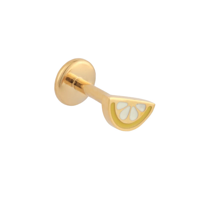 Lemon Slice Enamel Flat Back Stud