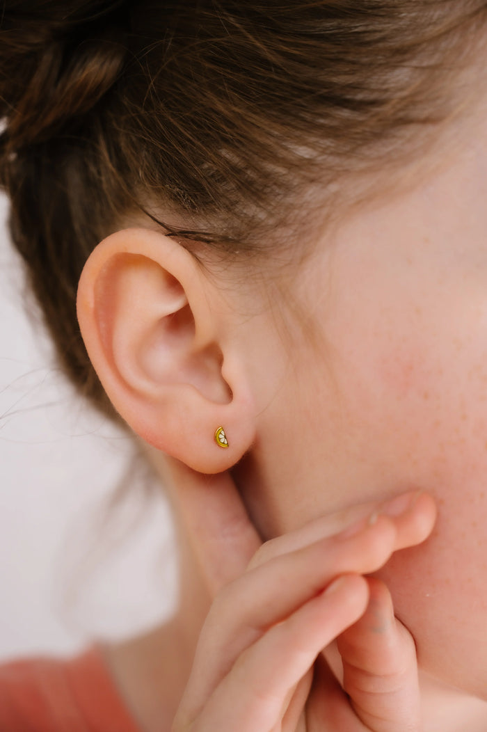 Lemon Slice Enamel Flat Back Stud