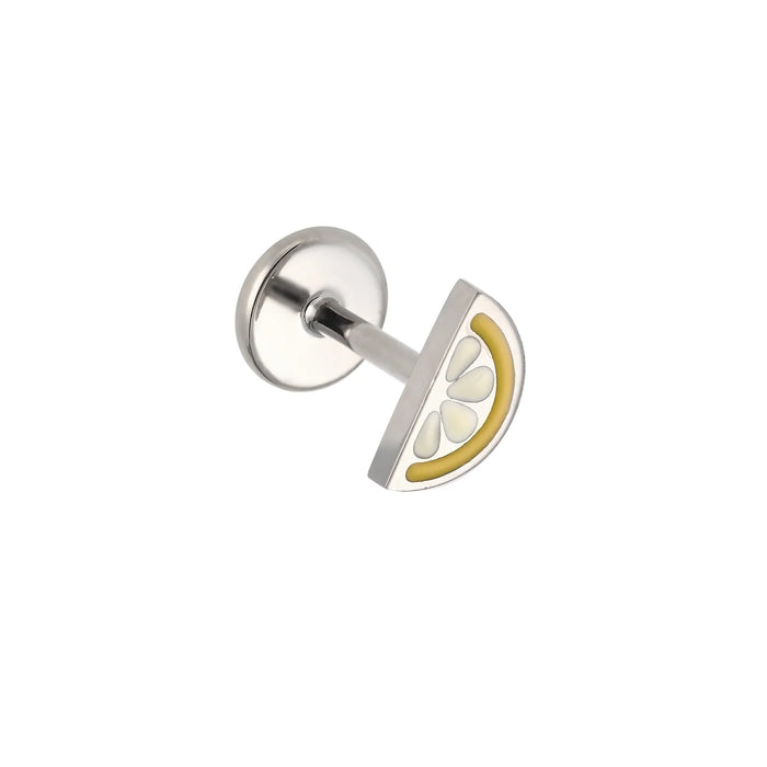 Lemon Slice Enamel Flat Back Stud