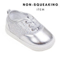 Lexi Silver Tennis Shoe (NON-SQUEAKING) - Wee Squeak