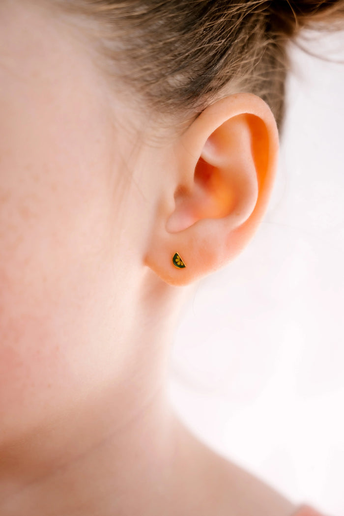 Lime Slice Enamel Flat Back Stud