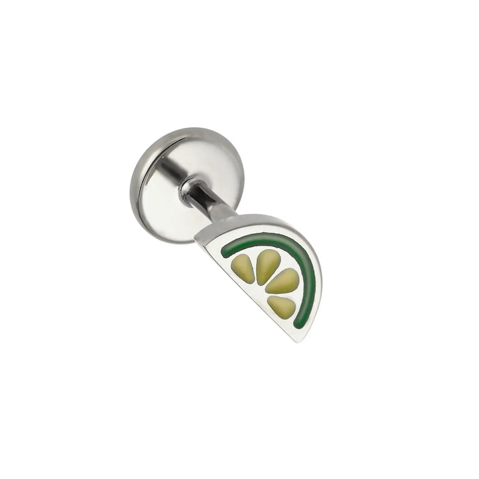 Lime Slice Enamel Flat Back Stud