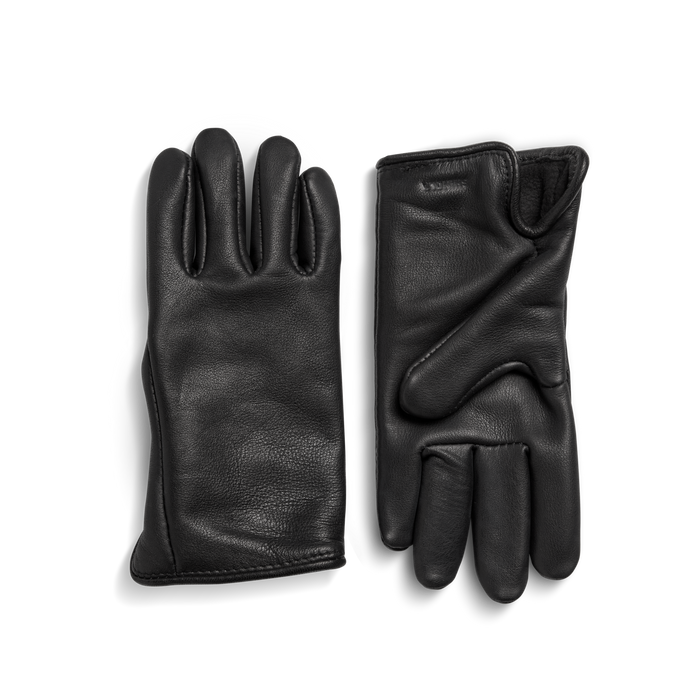 Lined Leather Gloves - Black