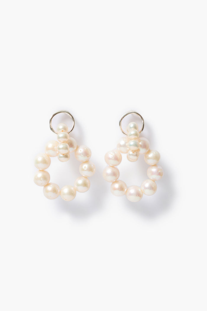 Link Hoop Earrings White Pearl