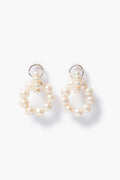 Link Hoop Earrings White Pearl