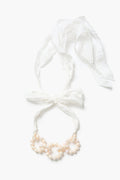 Link Ribbon Necklace White Pearl