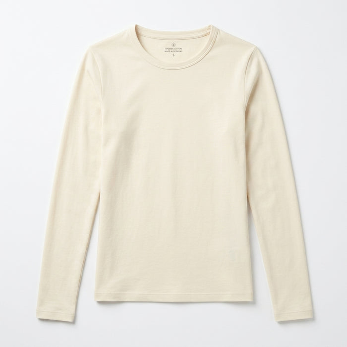 Long Sleeve Basic Top With Rou Neckline