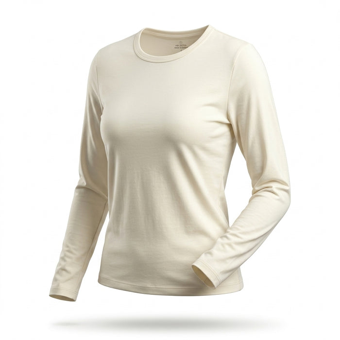 Long Sleeve Basic Top With Rou Neckline