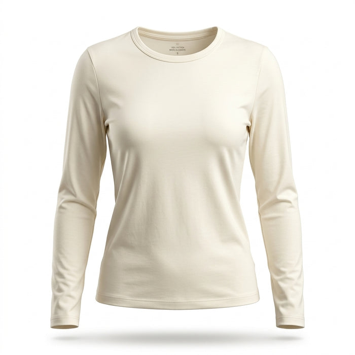 Long Sleeve Basic Top With Rou Neckline
