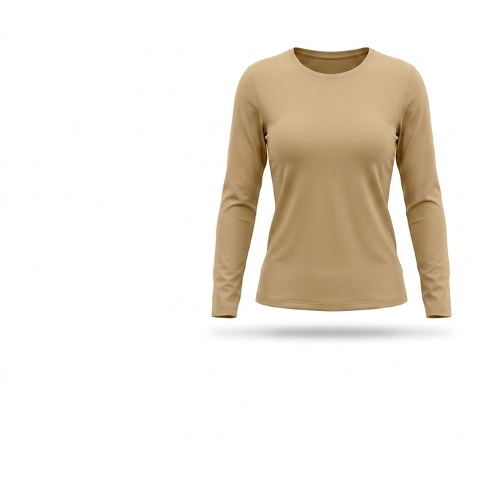 Long Sleeve Basic Top With Rou Neckline