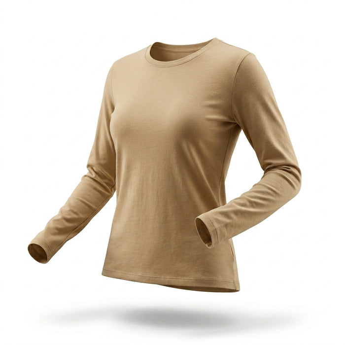 Long Sleeve Basic Top With Rou Neckline