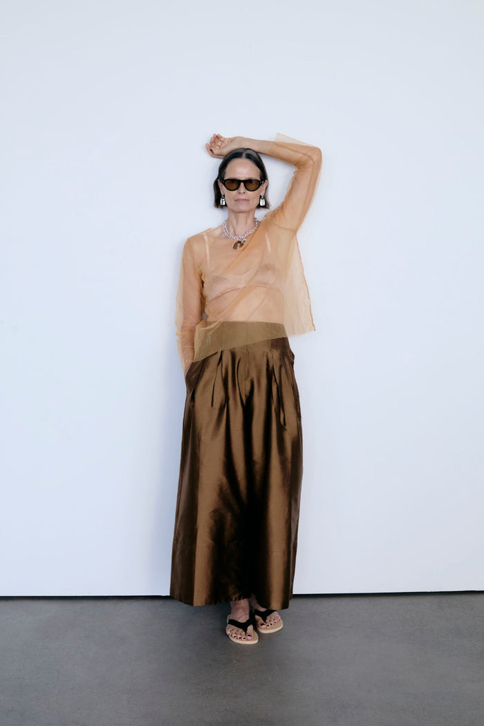 Luca Crinkle Mesh Blouse Golden