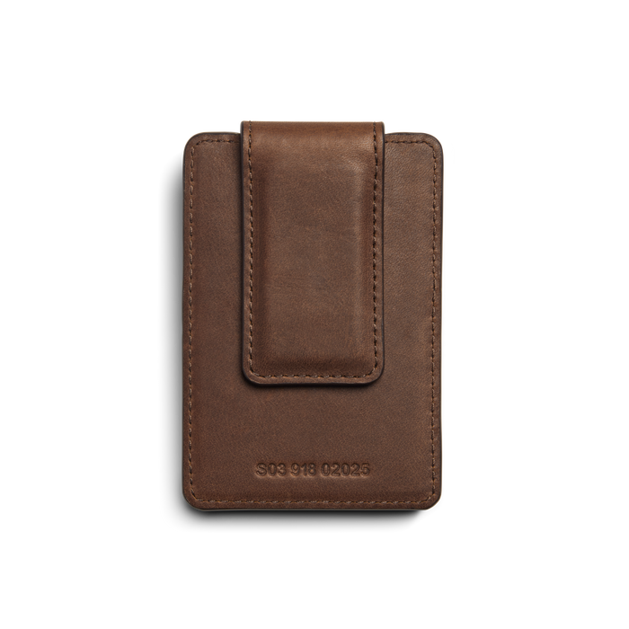 Magnetic Money Clip Card Holder - Medium Brown