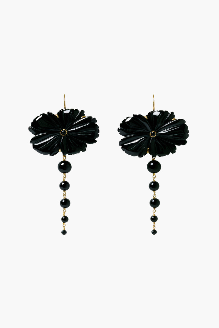 Magnolia Drop Earrings Black Agate
