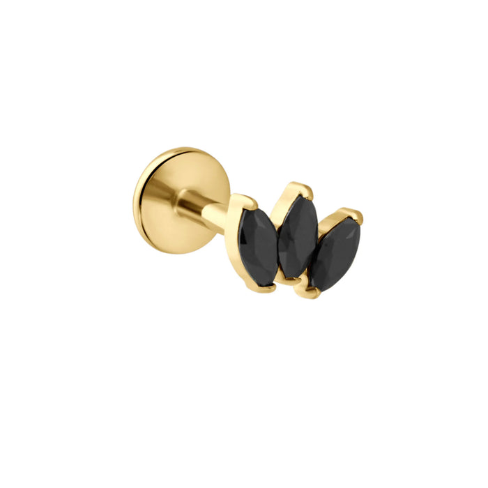 Marquise Trio Flat Back Stud - Onyx