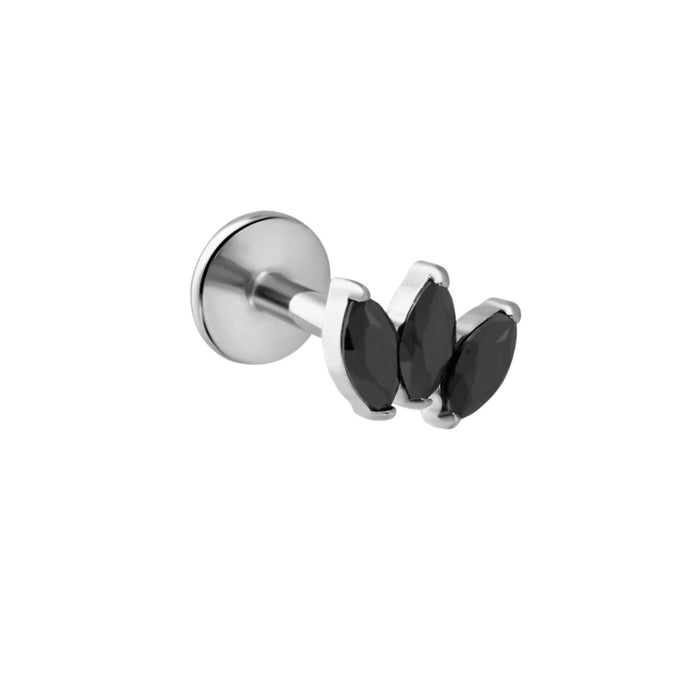 Marquise Trio Flat Back Stud - Onyx