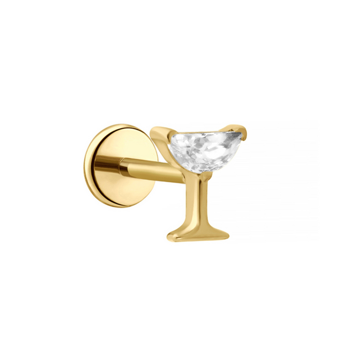 Martini Glass Flat Back Stud