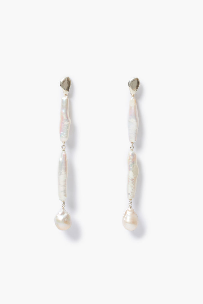 Match Stick Earrings White Pearl