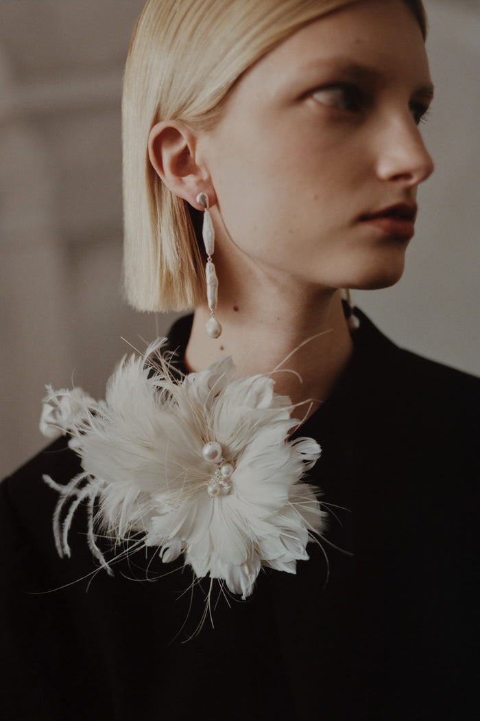 Match Stick Earrings White Pearl
