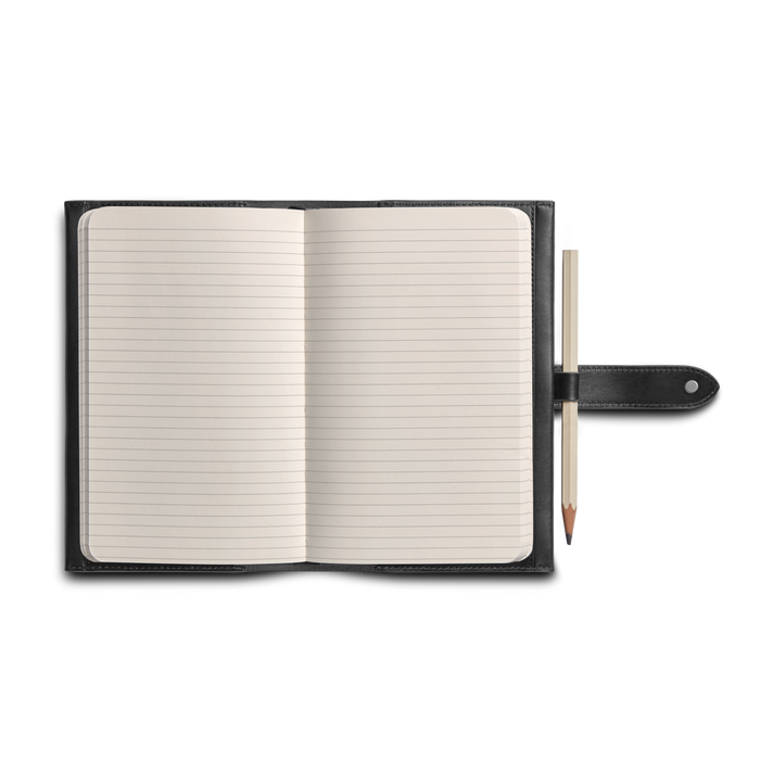 Medium Snap Journal Cover - Black Vachetta
