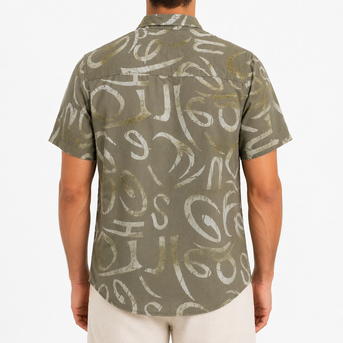 Men Abstract Print Short Sleeve Shirt