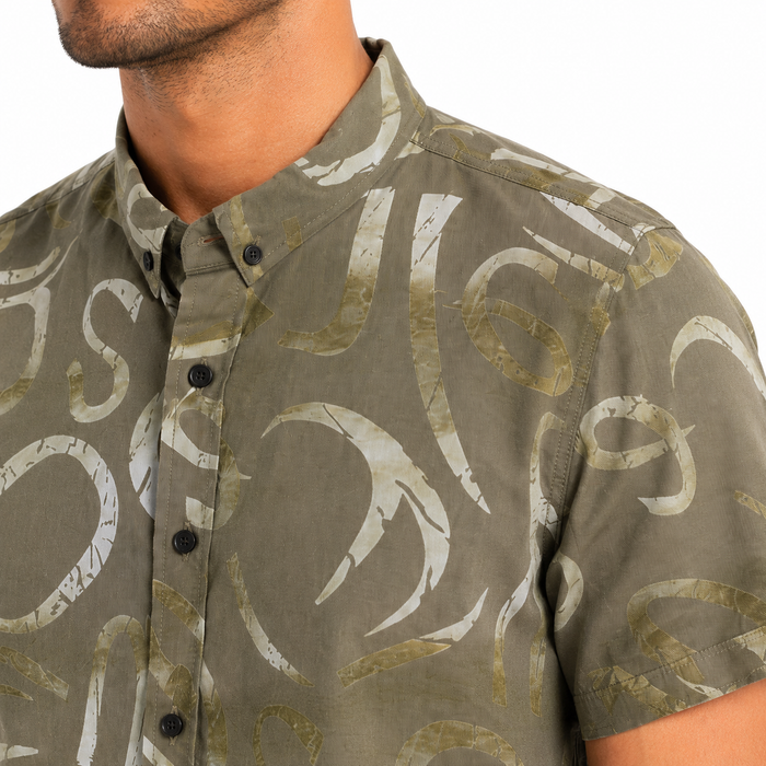 Men Abstract Print Short Sleeve Shirt
