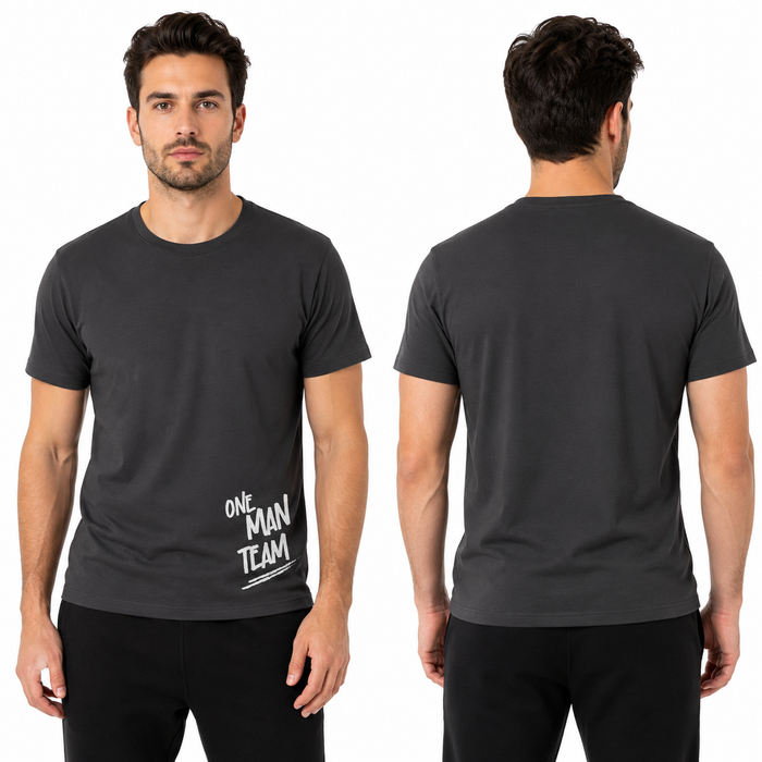 Men Charcoal One Man Team Graphic Short Sleeve T Shirt