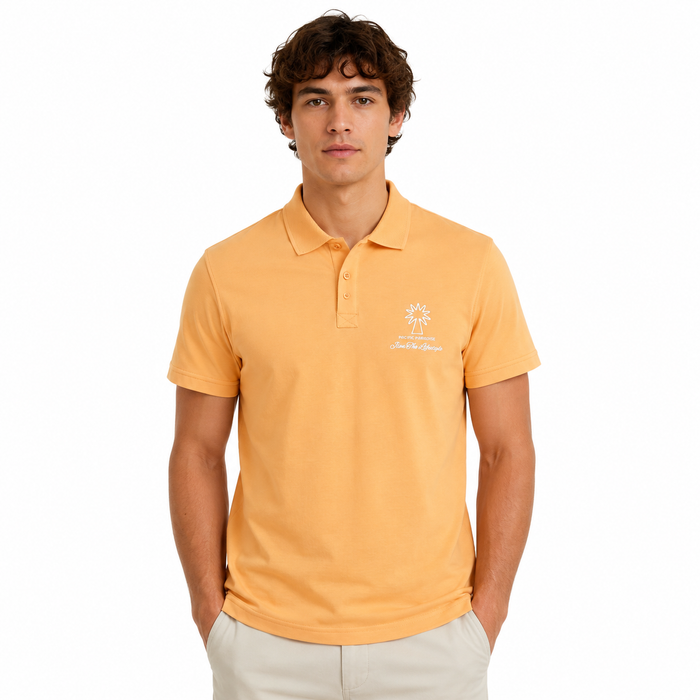 Men Chest Print Polo Shirt