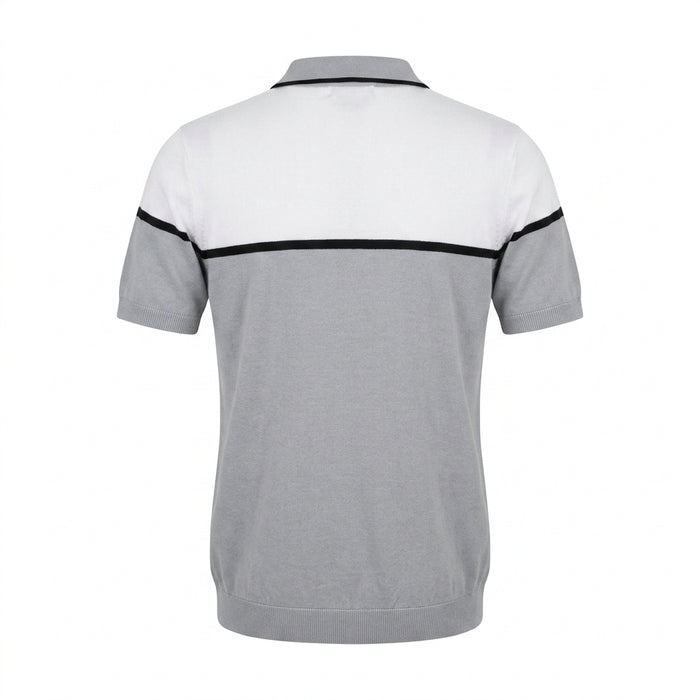 Men Color Block Knitted Polo Shirt With Zip Neck