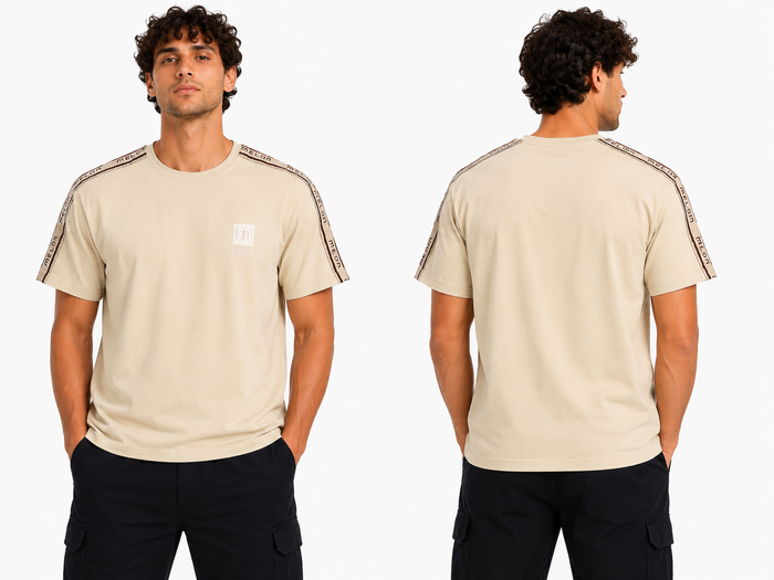Boys Crew Neck Graphic T Shirt With Shoulder Tape