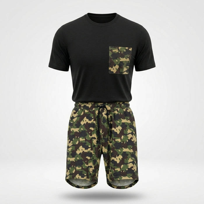 Men Essential T Shirt And Shorts Set Charcoal