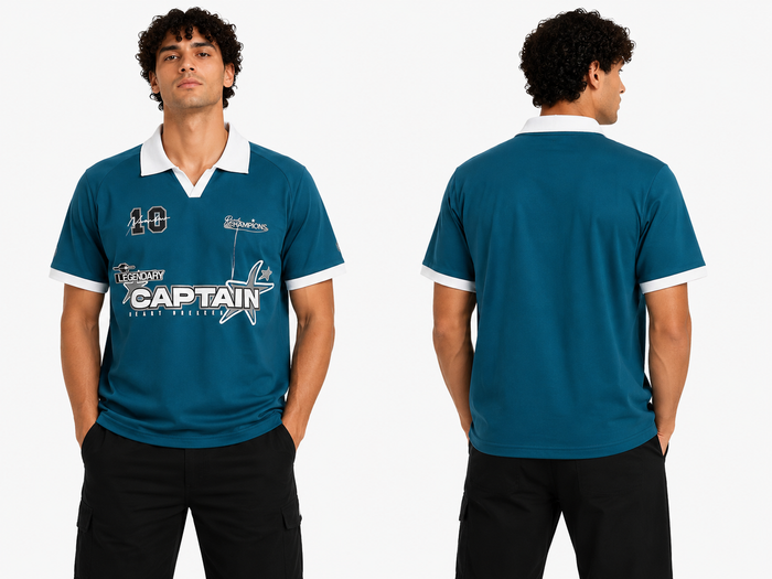 Boys Graphic Polo T Shirt Captain Print