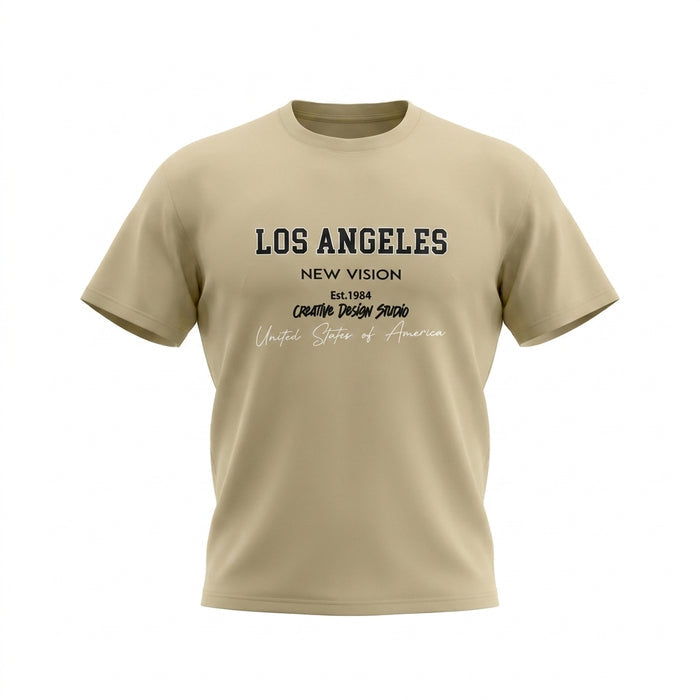 Men Graphic Print Crew Neck T Shirt Los Angeles New Vision Tee
