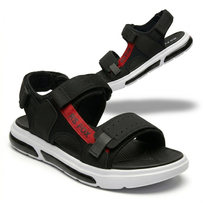 Men Hook And Loop Sport Sandals With Contrast Sole