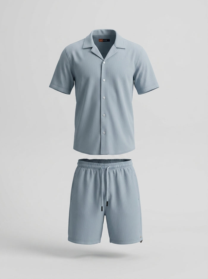 Men Ribbed Shirt And Shorts Set