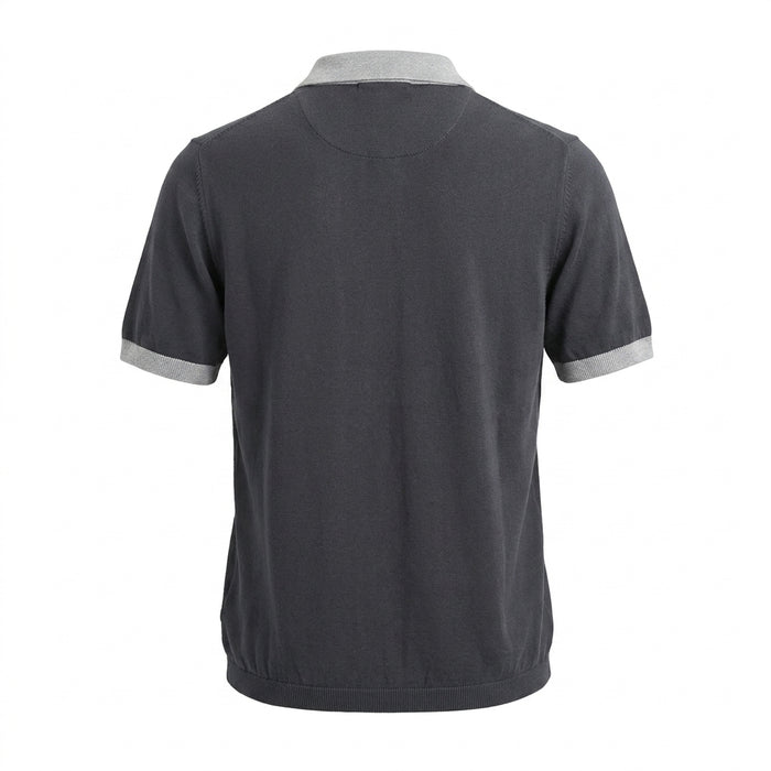 Men Short Sleeve Knitted Polo Shirt With Contrast Collar
