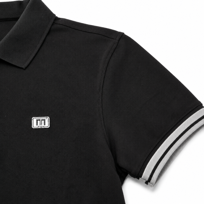 Men Short Sleeve Polo Shirt With Striped Cuffs