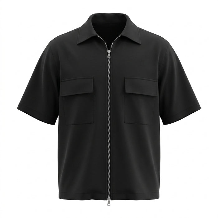 Men Short Sleeve Zip Up Utility Shirt