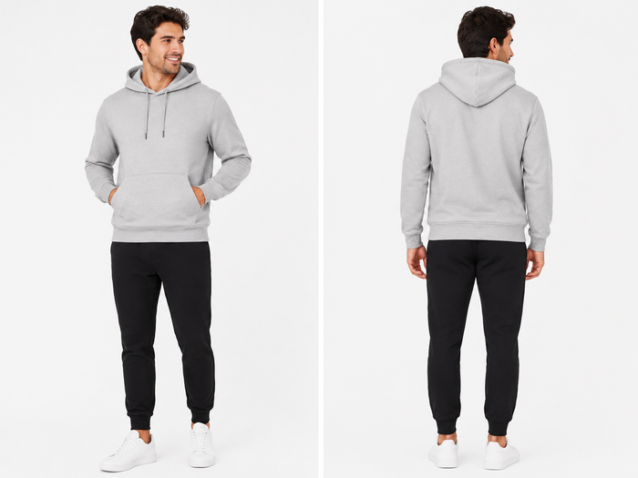 Men Solid Pullover Hoodie With Kangaroo Pocket