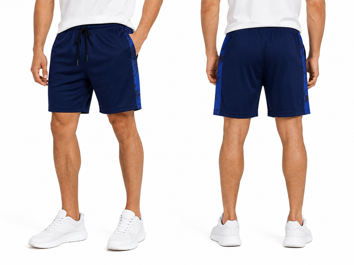 Men Sports Shorts With Printed Side Panels