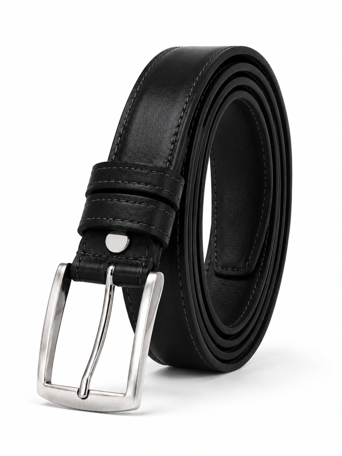 Men Stitched Belt With Rectangular Buckle