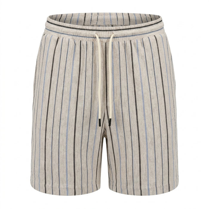 Men Stripe Shirt And Shorts Set